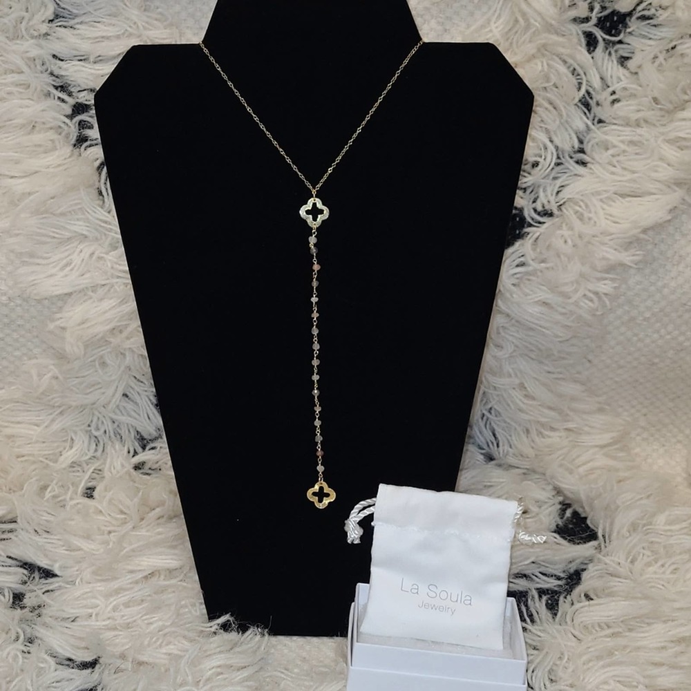 LaSoula Gold Plated Sterling Silver Y Drop Necklace